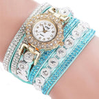 Timeless Glamour: Leather Rhinestone Watch Bracelet for Effortlessly Chic Style - Styloqs