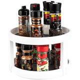 Two Level Storage Turntable - Multi Level Rotary Kitchen Spice Manager for Cabinets, Pantries, Bathrooms, Refrigerators - Styloqs