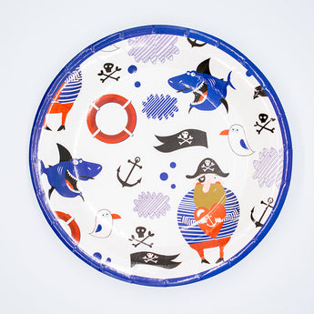 Disposable Pirate Party Decorations Disposable Paper Plates, Tablecloths, Paper Bags, Cake Inserts - Styloqs