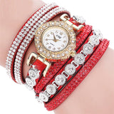 Timeless Glamour: Leather Rhinestone Watch Bracelet for Effortlessly Chic Style - Styloqs