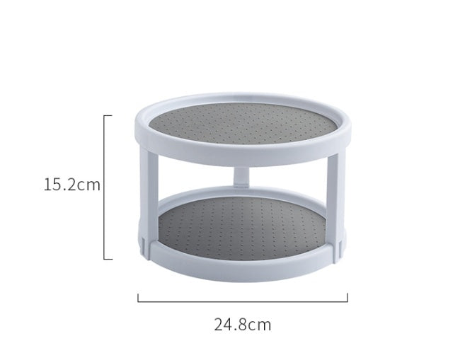 Two Level Storage Turntable - Multi Level Rotary Kitchen Spice Manager for Cabinets, Pantries, Bathrooms, Refrigerators - Styloqs
