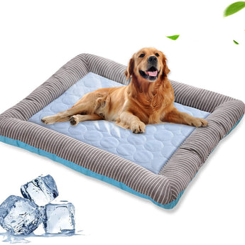 Pet Cooling Pad Bed For Dogs Cats Puppy Kitten Cool Mat Pet Blanket Ice Silk Material Soft For Summer Sleeping  Blue Breathable - Styloqs