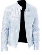 Men’s PU Leather Zipper Cardigan Jacket