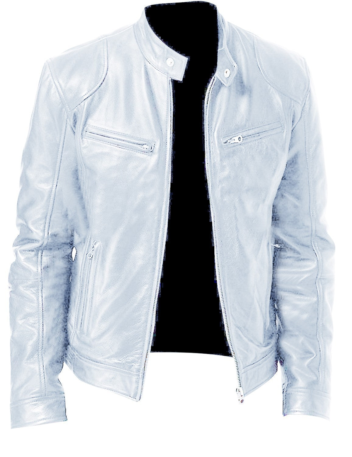 Men’s PU Leather Zipper Cardigan Jacket