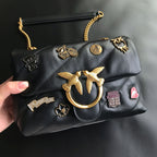 New High Quality Sheepskin Pinko Same Style Puff Pillow Bag Mini Crossbody Chain Puff Swallow Bag Women's Bag - Styloqs