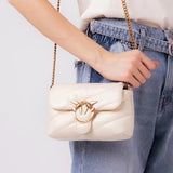 New High Quality Sheepskin Pinko Same Style Puff Pillow Bag Mini Crossbody Chain Puff Swallow Bag Women's Bag - Styloqs