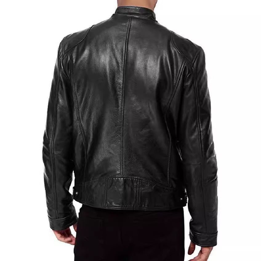 Men’s PU Leather Zipper Cardigan Jacket