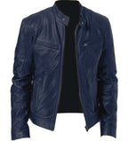 Men’s PU Leather Zipper Cardigan Jacket