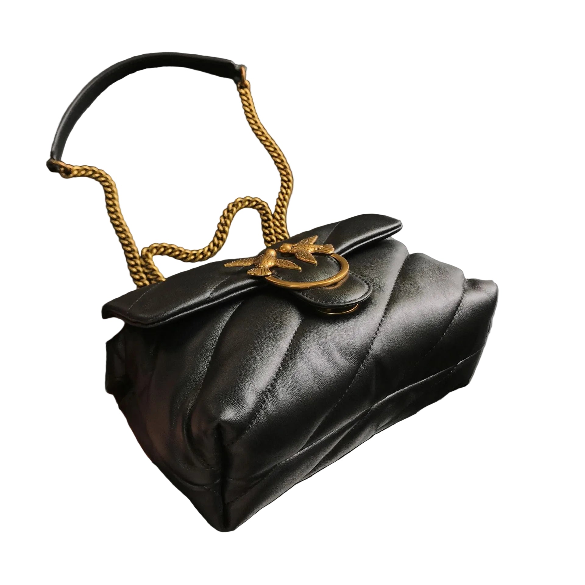 New High Quality Sheepskin Pinko Same Style Puff Pillow Bag Mini Crossbody Chain Puff Swallow Bag Women's Bag - Styloqs
