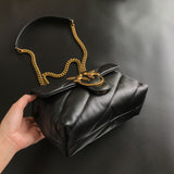 New High Quality Sheepskin Pinko Same Style Puff Pillow Bag Mini Crossbody Chain Puff Swallow Bag Women's Bag - Styloqs