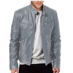Men’s PU Leather Zipper Cardigan Jacket