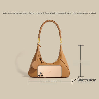 Half Moon Underarm Bag Women's 2024 New Cowhide Bag High-grade Texture Niche Commuter Shoulder Crossbody Baguette Bag - Styloqs