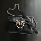 New High Quality Sheepskin Pinko Same Style Puff Pillow Bag Mini Crossbody Chain Puff Swallow Bag Women's Bag - Styloqs