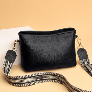 Cross-border Genuine Leather Women's Bag 2023 New Simple Litchi Shoulder Crossbody Bag Women's Bag Top Layer Cowhide Bag Small Bag - Styloqs