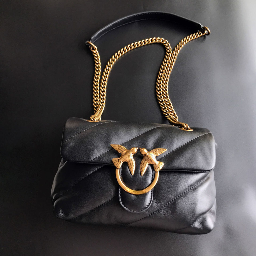 New High Quality Sheepskin Pinko Same Style Puff Pillow Bag Mini Crossbody Chain Puff Swallow Bag Women's Bag - Styloqs
