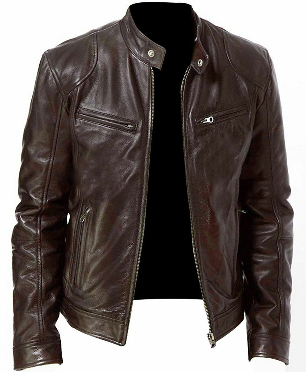 Men’s PU Leather Zipper Cardigan Jacket