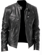 Men’s PU Leather Zipper Cardigan Jacket