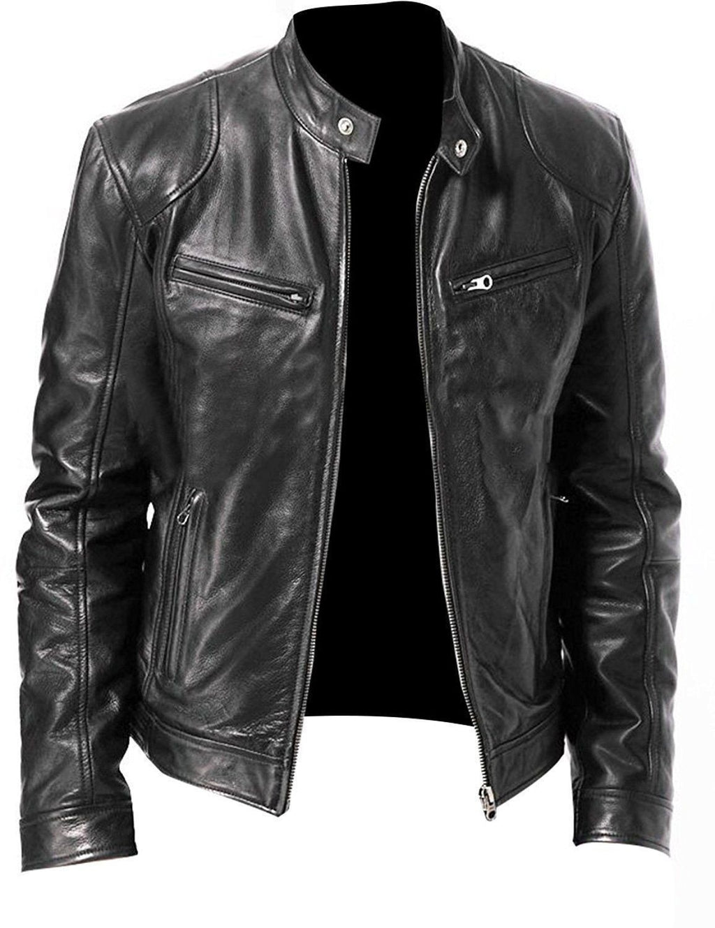 Men’s PU Leather Zipper Cardigan Jacket