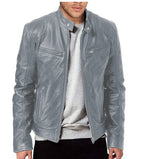Men’s PU Leather Zipper Cardigan Jacket