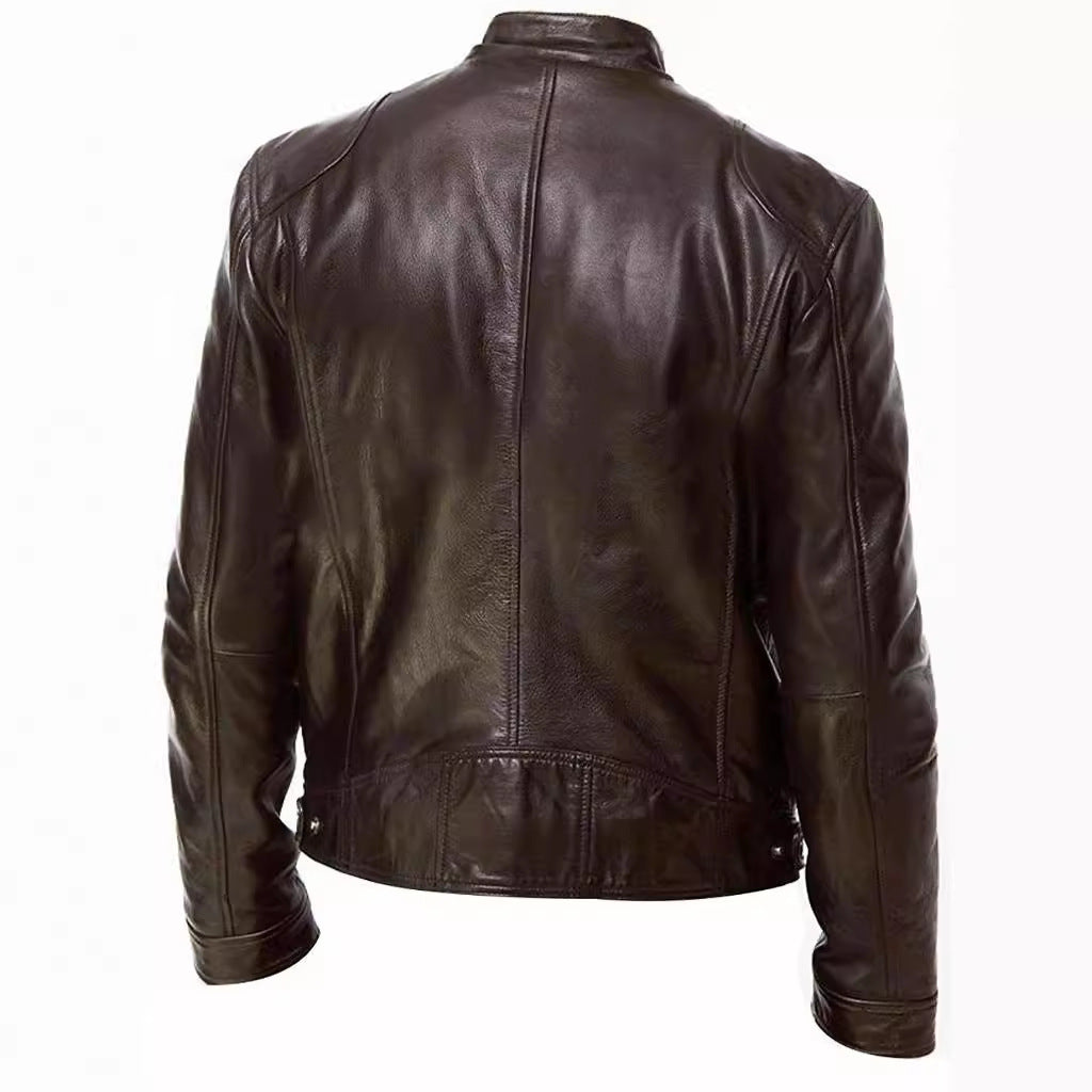 Men’s PU Leather Zipper Cardigan Jacket