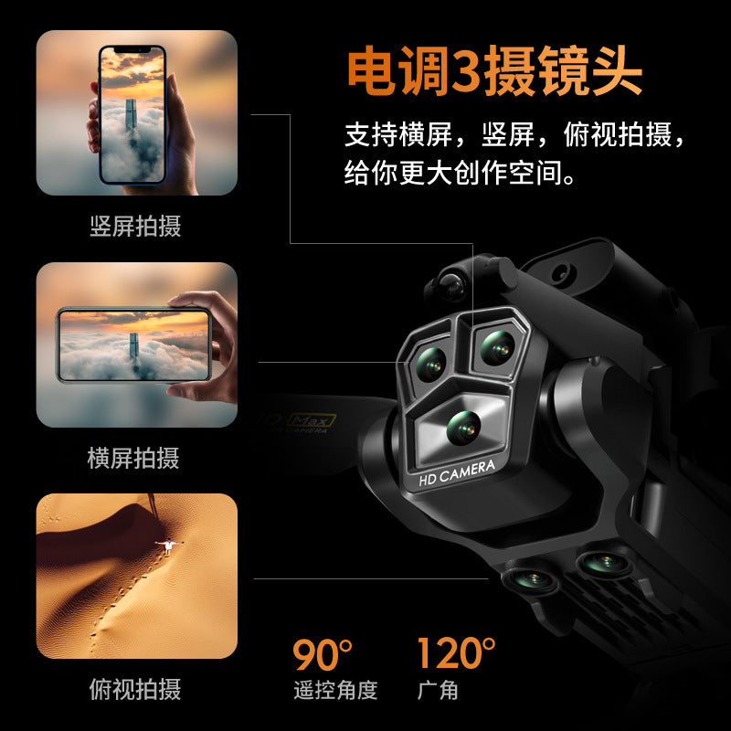 Cross-border New High-definition Aerial Photography Obstacle Avoidance Quadcopter Three-camera Vertical Photography Folding Remote Control Aircraft UAV K10 - Styloqs
