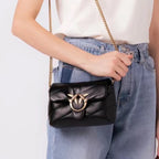New High Quality Sheepskin Pinko Same Style Puff Pillow Bag Mini Crossbody Chain Puff Swallow Bag Women's Bag - Styloqs