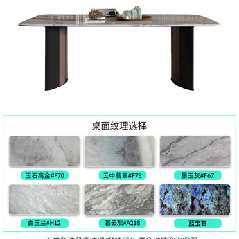 Italian Style Light Luxury Natural Luxury Stone Marble Dining Table Microcrystalline Stone Super Crystal Stone Dining Table Advanced Sense Color Crystal Stone Dining Table And Chair - Styloqs