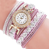 Timeless Glamour: Leather Rhinestone Watch Bracelet for Effortlessly Chic Style - Styloqs