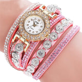 Timeless Glamour: Leather Rhinestone Watch Bracelet for Effortlessly Chic Style - Styloqs