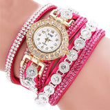 Timeless Glamour: Leather Rhinestone Watch Bracelet for Effortlessly Chic Style - Styloqs